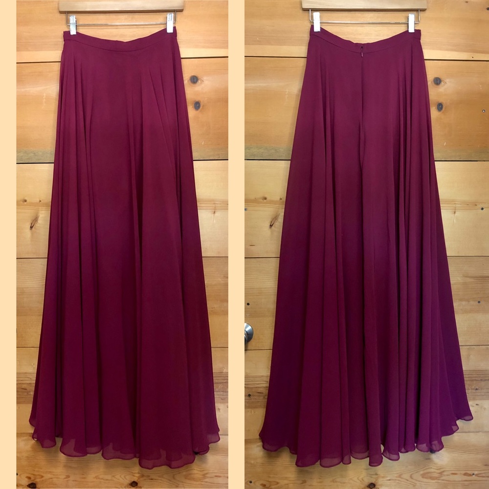 BHLDN Anthropologie Jenny Yoo Hampton maxi skirt formal blackcherry rasberry